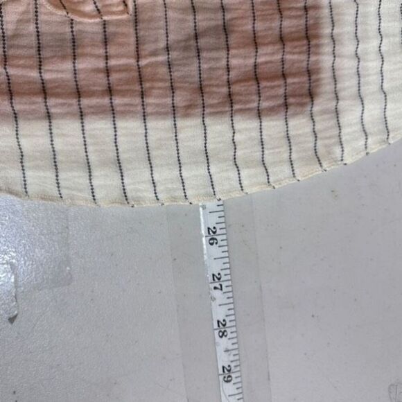 Joie‎ Striped Top Gauzy Fringe Tie Peasant Boho SS Shirt Small White Black - Picture 11 of 11